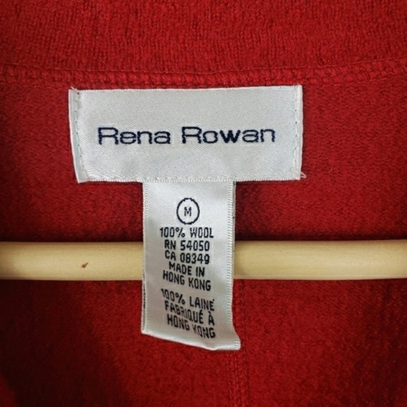 RENA ROWAN 100% Wool Cardigan Red Size M - Picture 6 of 7